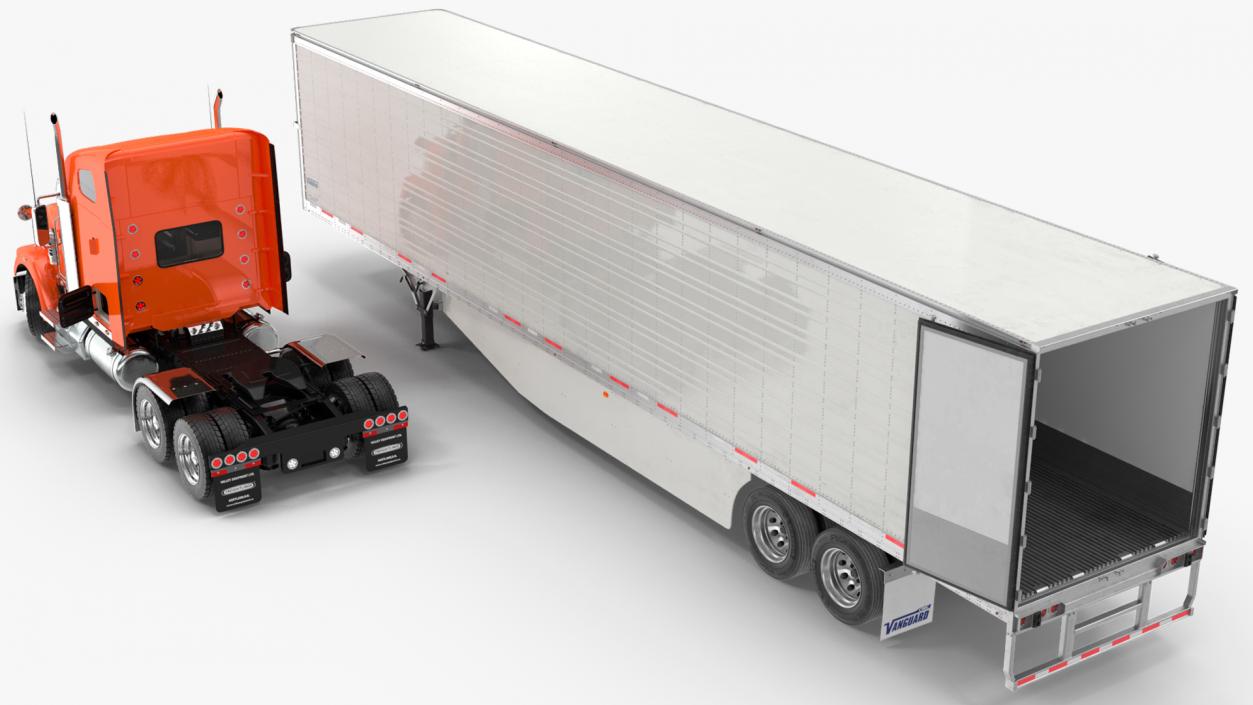 3D model Freightliner Truck with Reefer Trailer Rigged