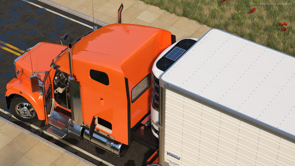 3D model Freightliner Truck with Reefer Trailer Rigged