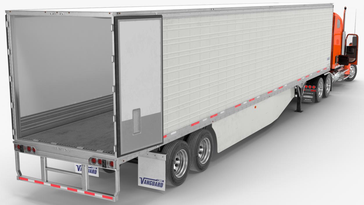 3D model Freightliner Truck with Reefer Trailer Rigged