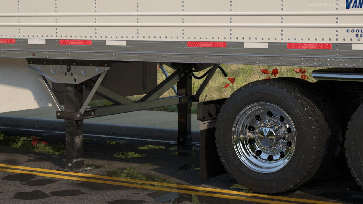 3D model Freightliner Truck with Reefer Trailer Rigged