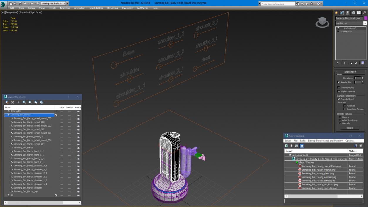 Samsung Bot Handy Smile Rigged for Cinema 4D 3D model