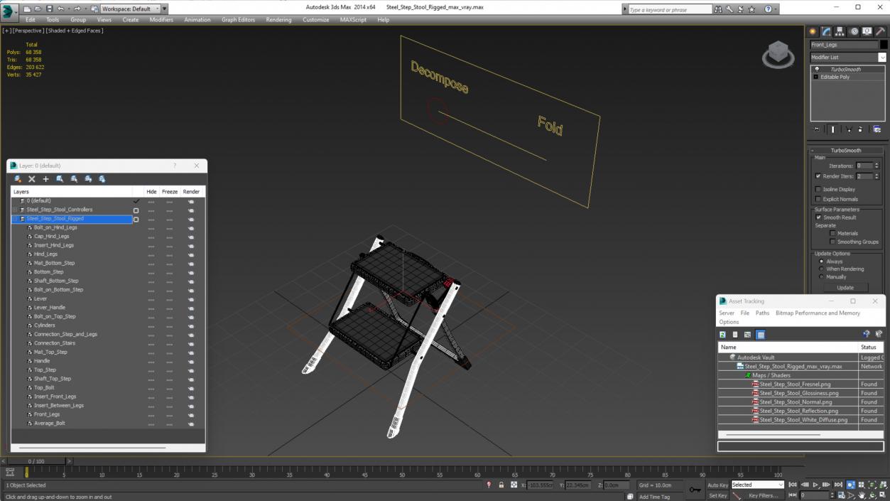 3D Steel Step Stool Rigged model