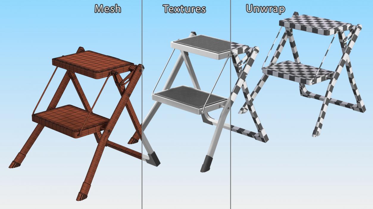 3D Steel Step Stool Rigged model