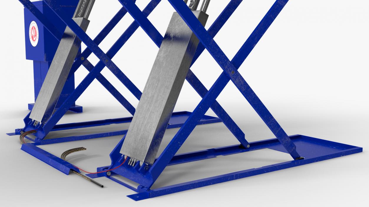 3D Automotive Scissor Lift with Sedan Rigged