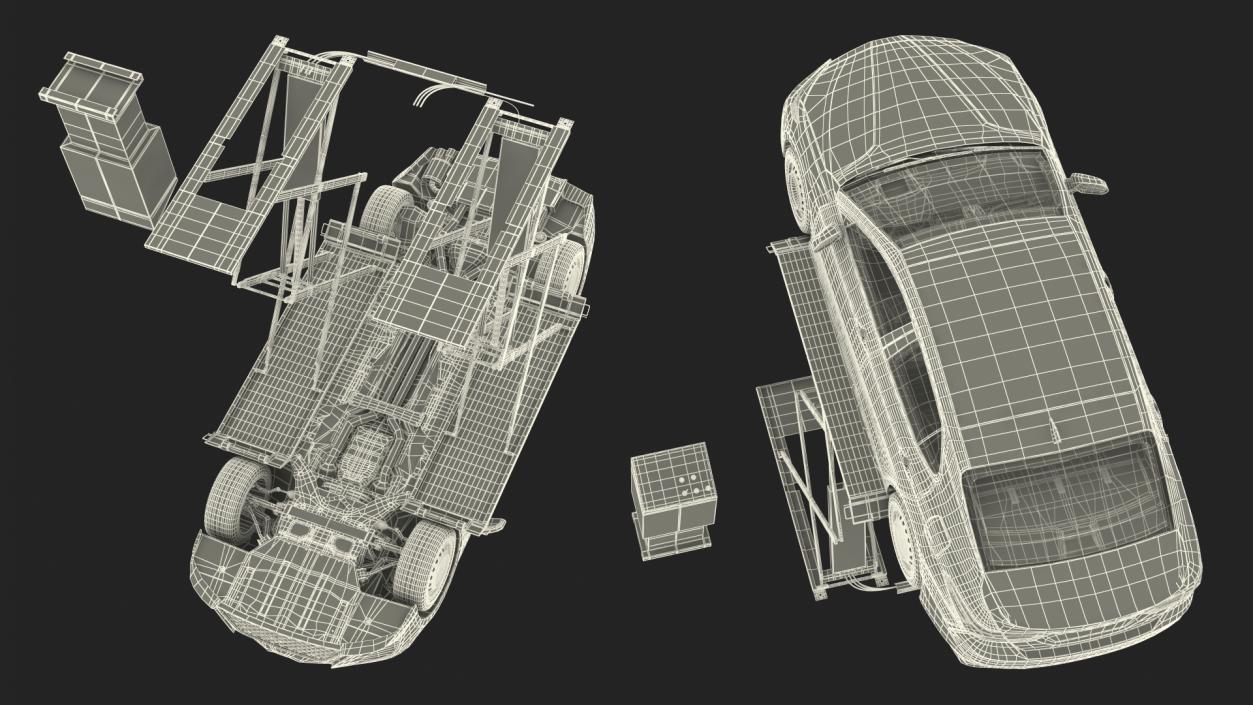 3D Automotive Scissor Lift with Sedan Rigged