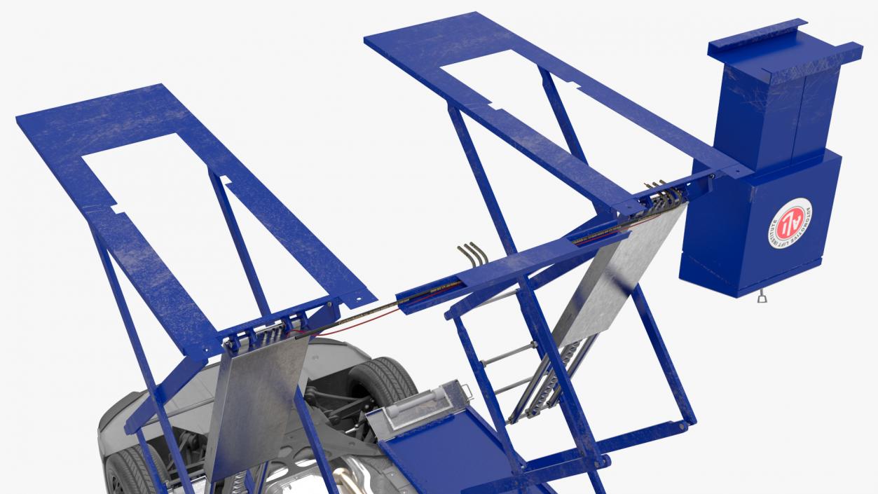 3D Automotive Scissor Lift with Sedan Rigged