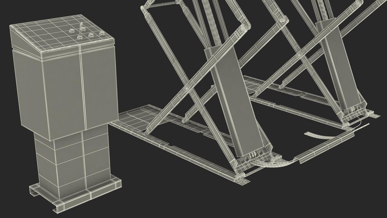 3D Automotive Scissor Lift with Sedan Rigged