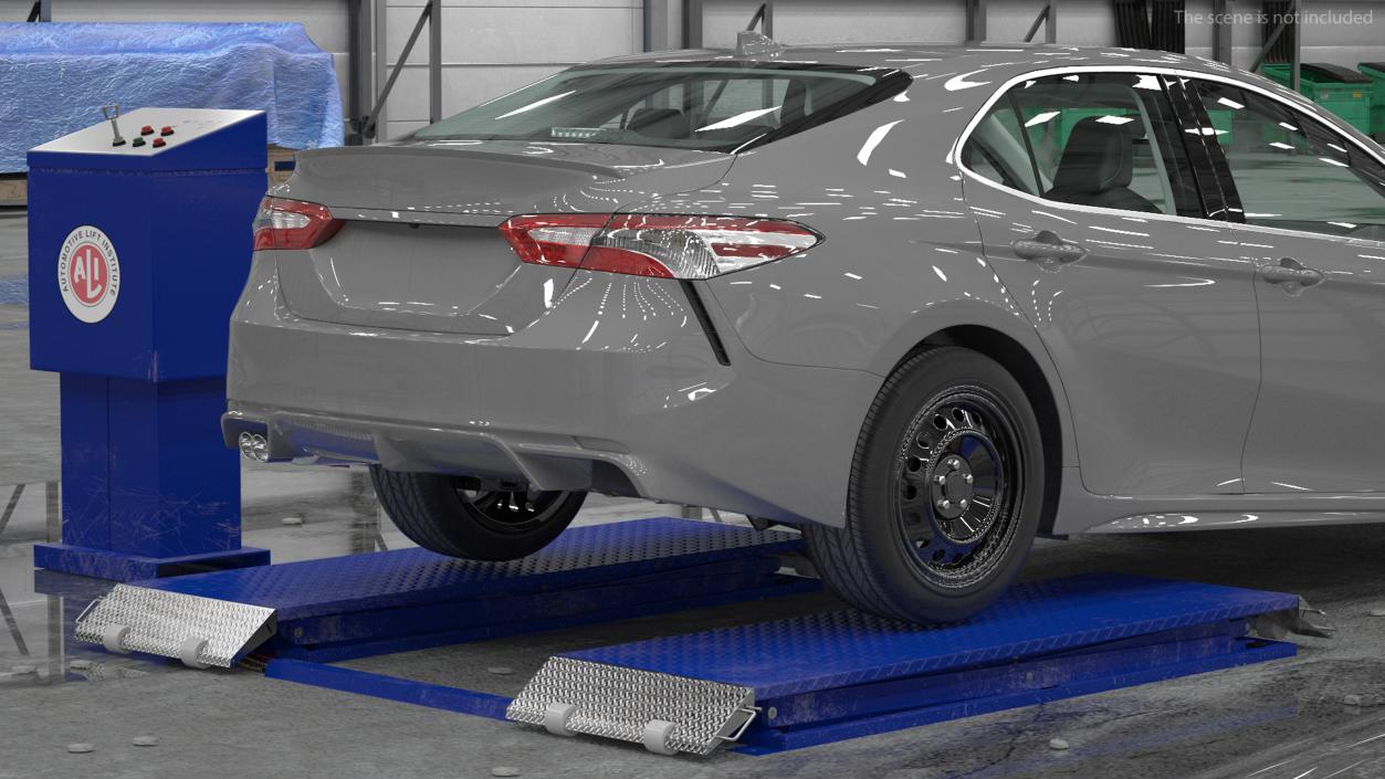 3D Automotive Scissor Lift with Sedan Rigged