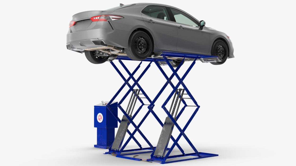 3D Automotive Scissor Lift with Sedan Rigged