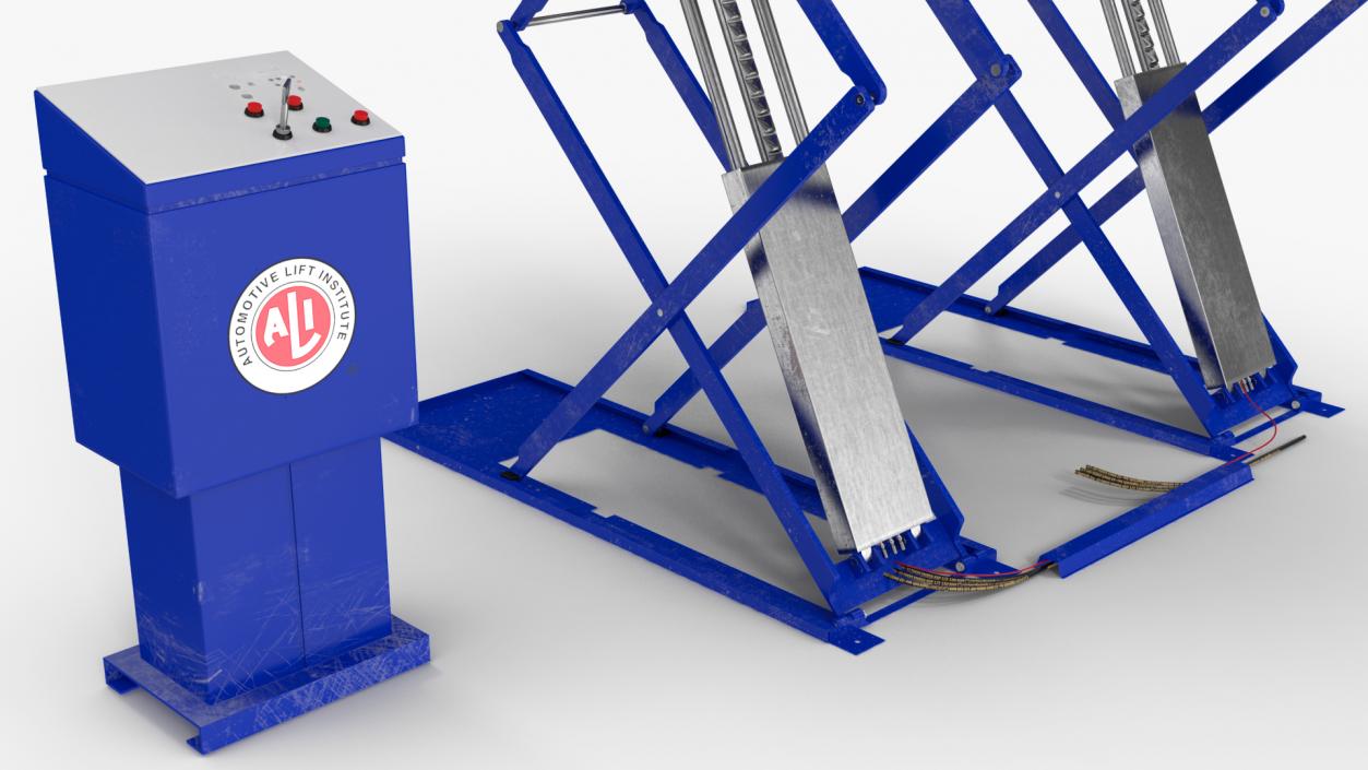 3D Automotive Scissor Lift with Sedan Rigged