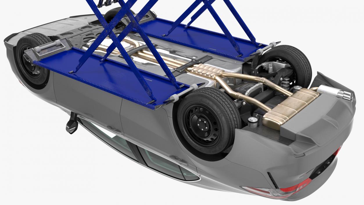 3D Automotive Scissor Lift with Sedan Rigged