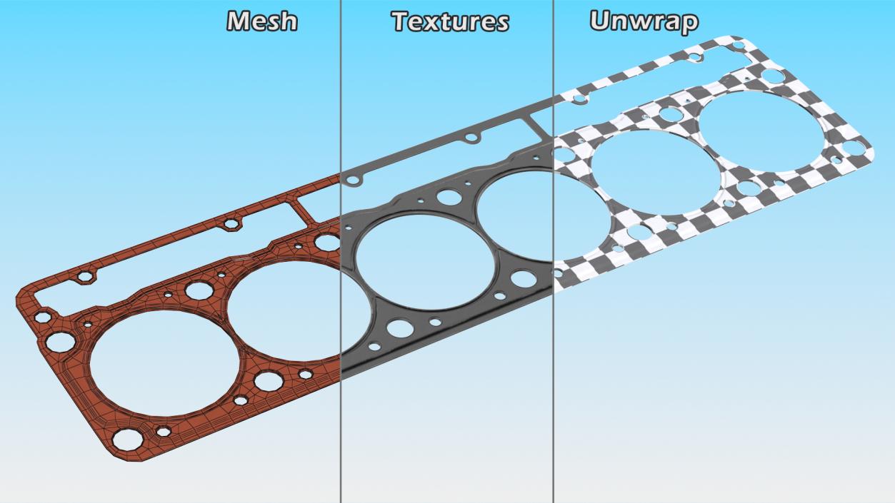 3D Head Gasket 6 Cylinder 325D Steel model