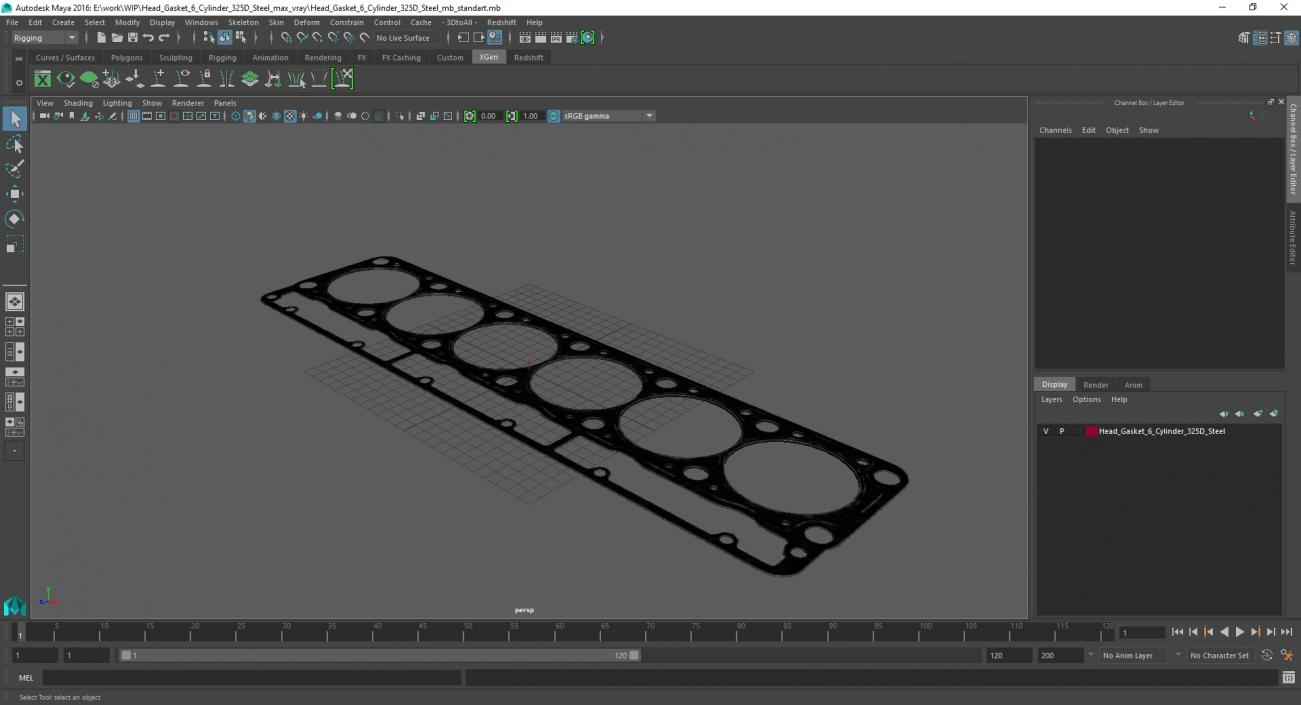 3D Head Gasket 6 Cylinder 325D Steel model