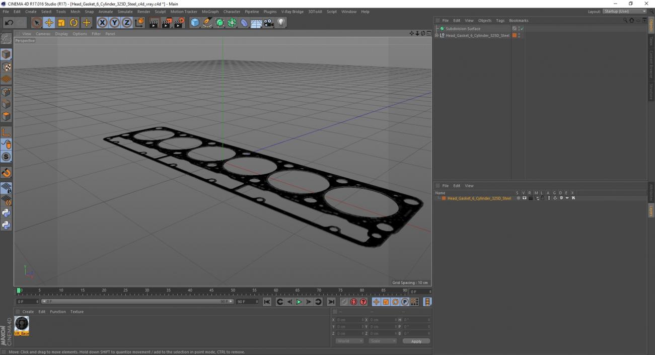 3D Head Gasket 6 Cylinder 325D Steel model