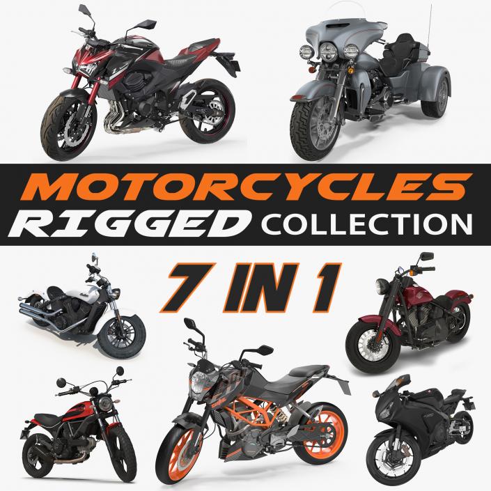 Rigged Motorcycles Collection 3D model