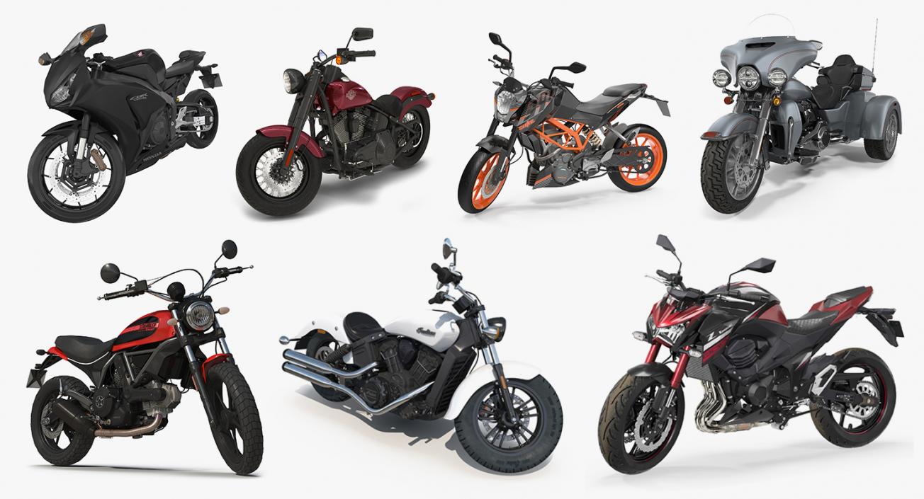 Rigged Motorcycles Collection 3D model