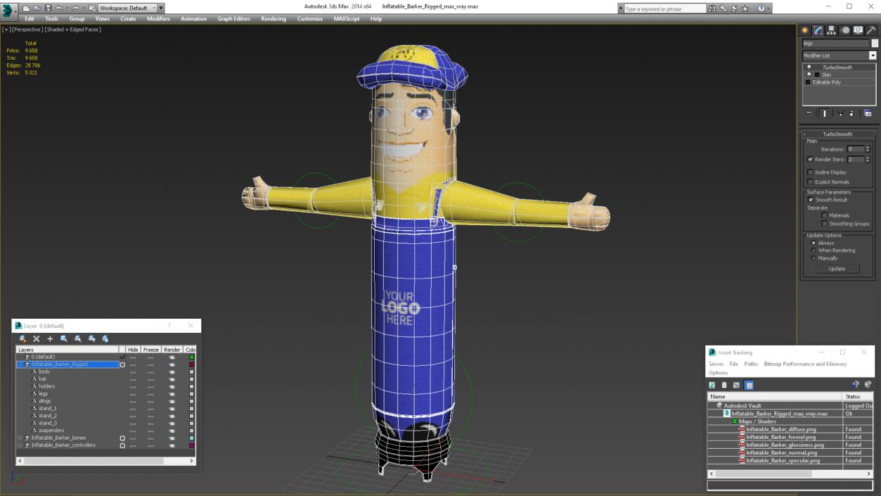 3D Inflatable Barker Rigged for Cinema 4D model