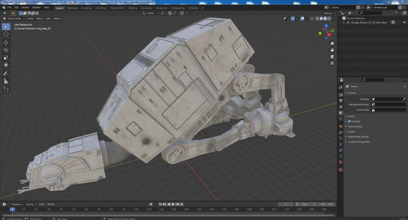 Grunge Broken AT-AT Star Wars 3D model