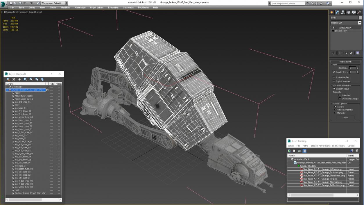 Grunge Broken AT-AT Star Wars 3D model