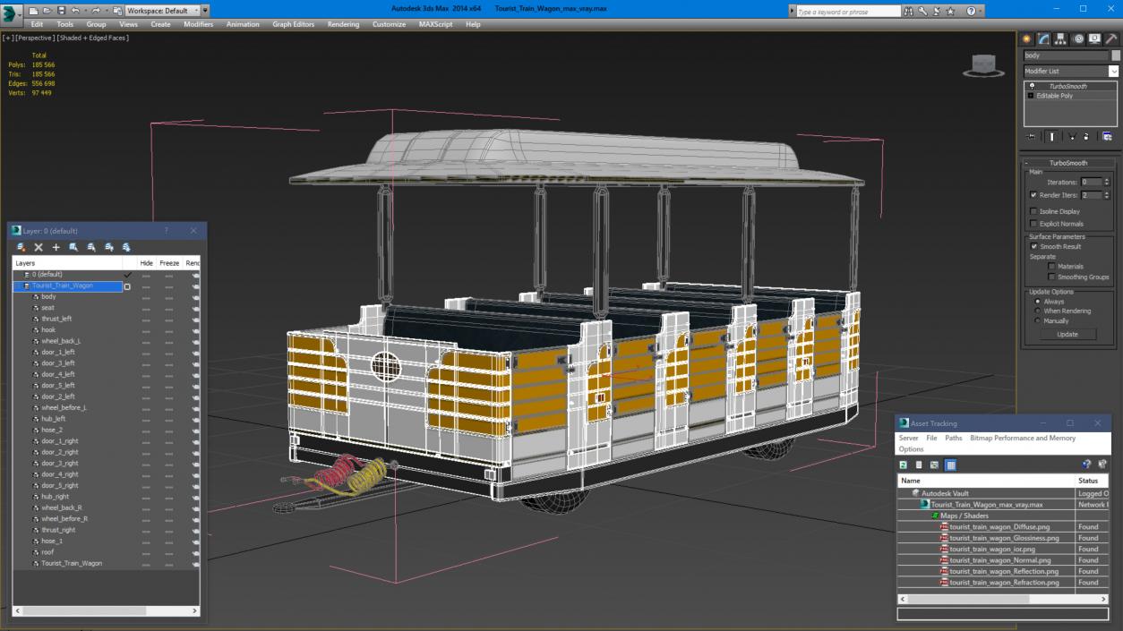 Tourist Train Wagon 3D model