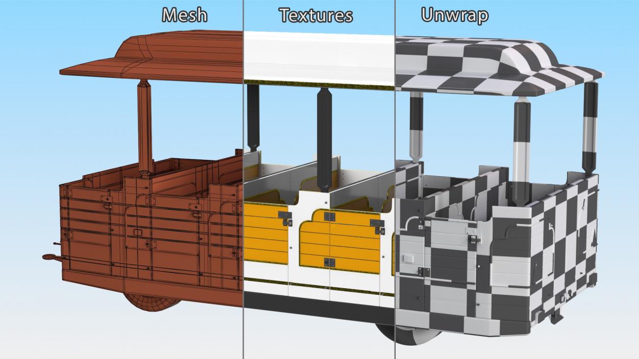 Tourist Train Wagon 3D model