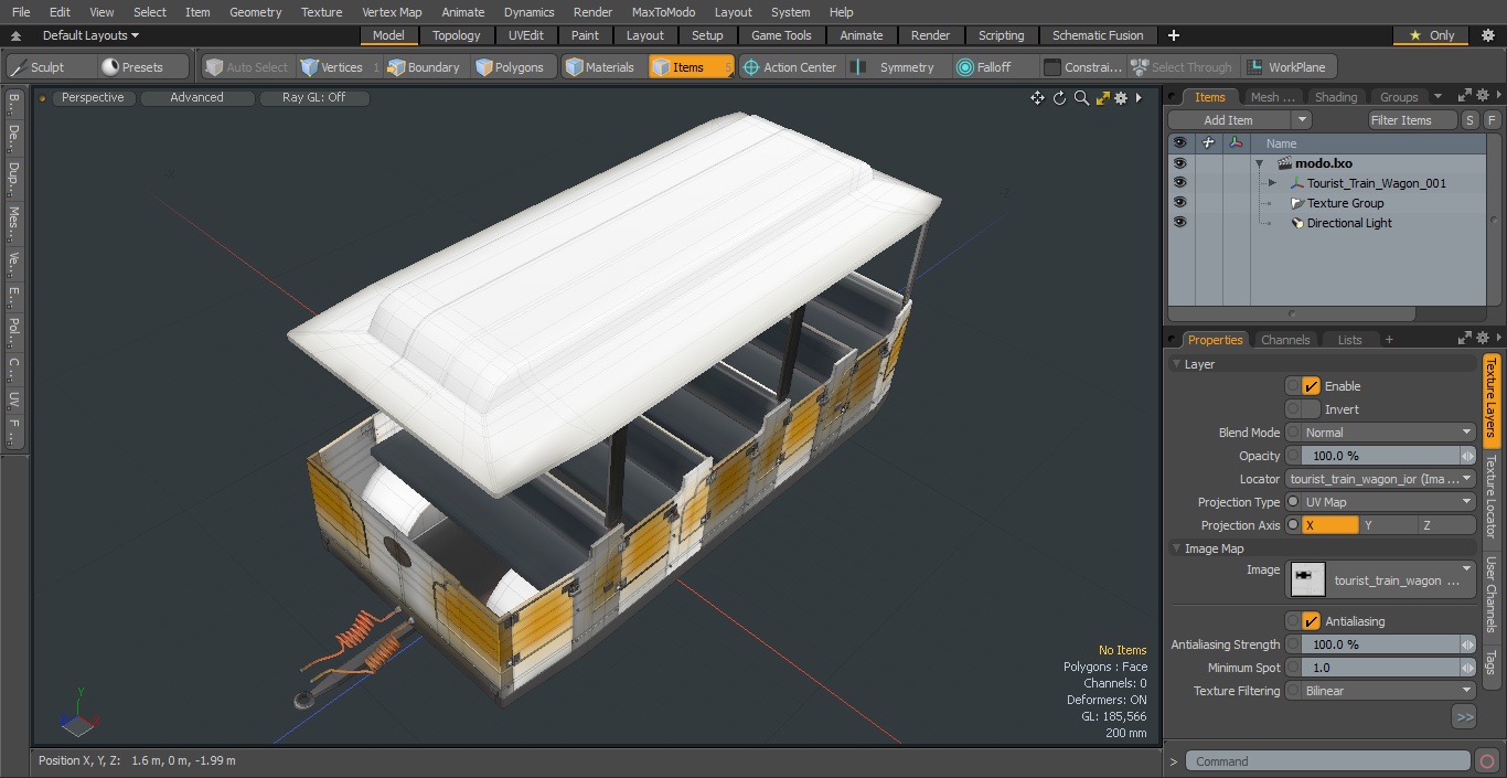 Tourist Train Wagon 3D model