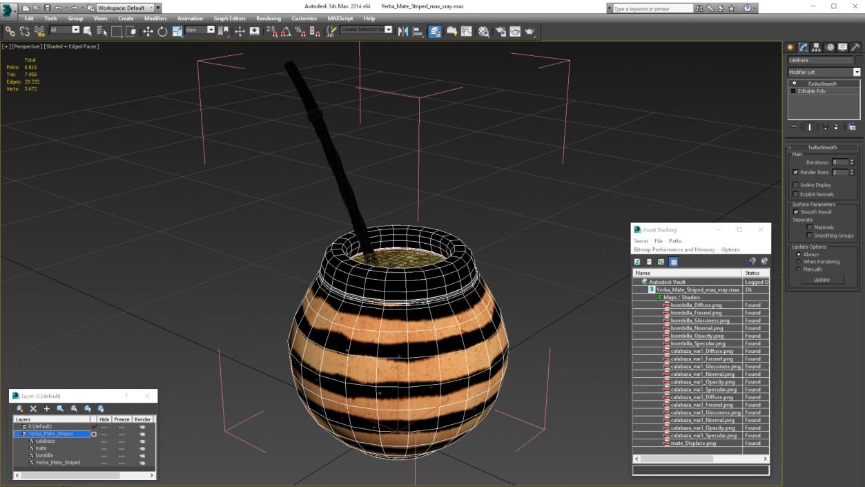 3D Yerba Mate Striped model