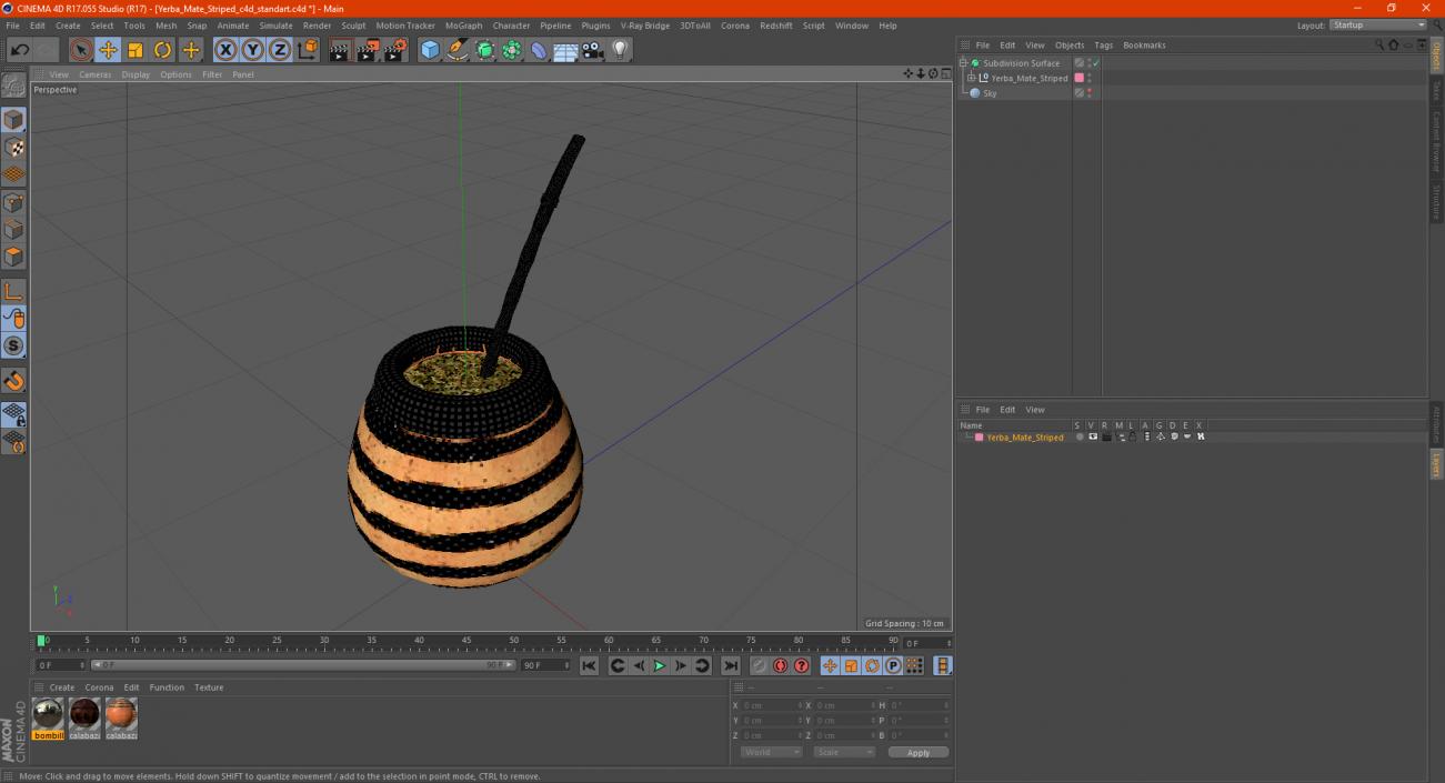 3D Yerba Mate Striped model