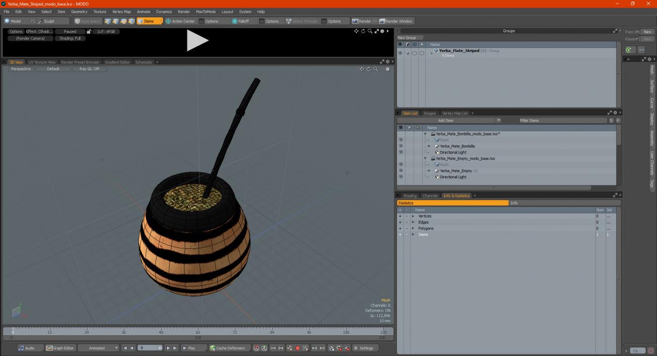 3D Yerba Mate Striped model