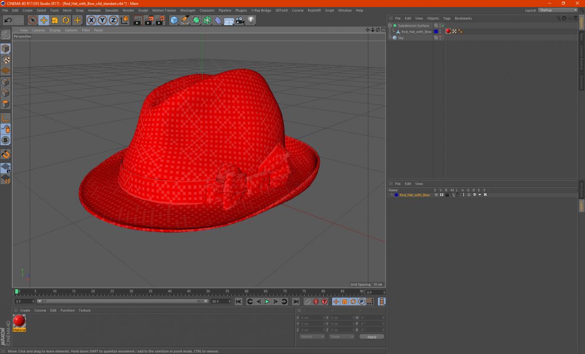 3D Red Hat with Bow