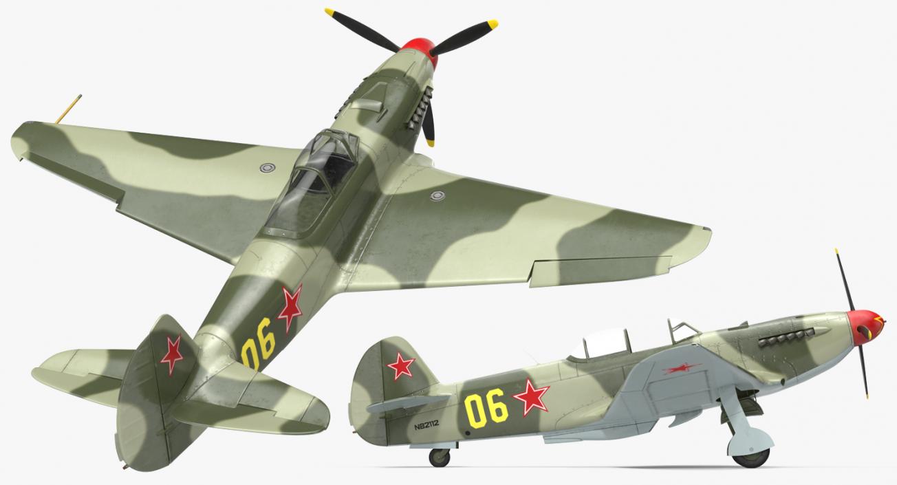 3D Soviet WWII Fighter Aircraft Yak-9 Rigged