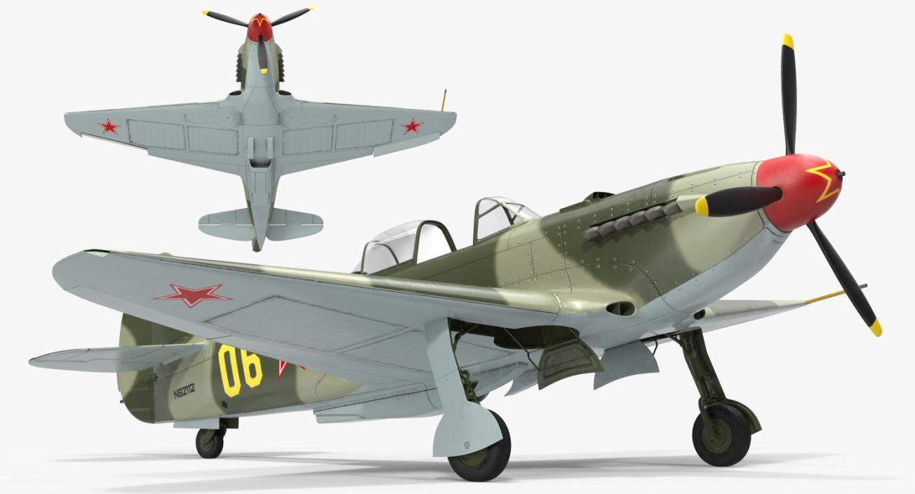 3D Soviet WWII Fighter Aircraft Yak-9 Rigged