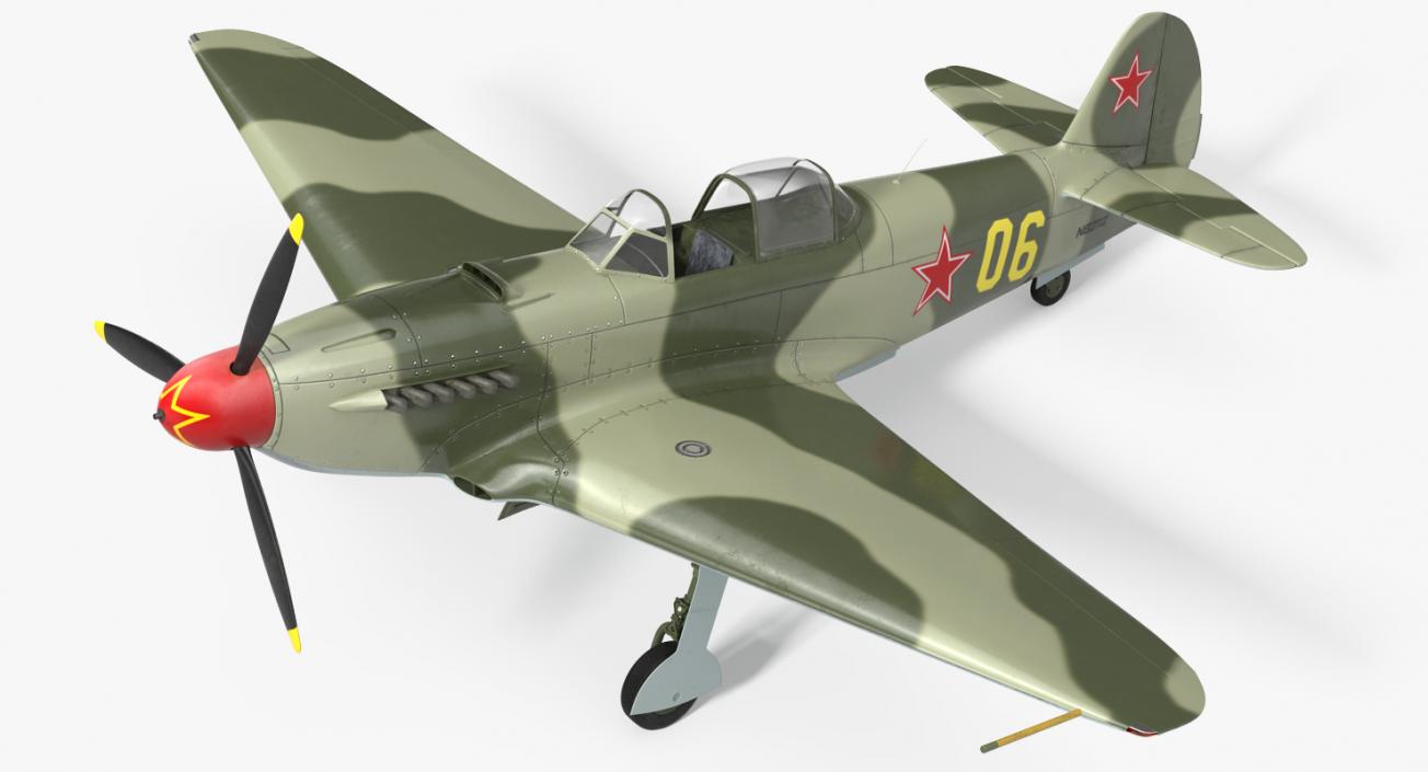 3D Soviet WWII Fighter Aircraft Yak-9 Rigged