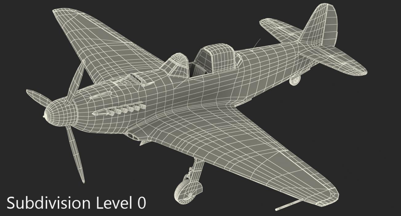 3D Soviet WWII Fighter Aircraft Yak-9 Rigged