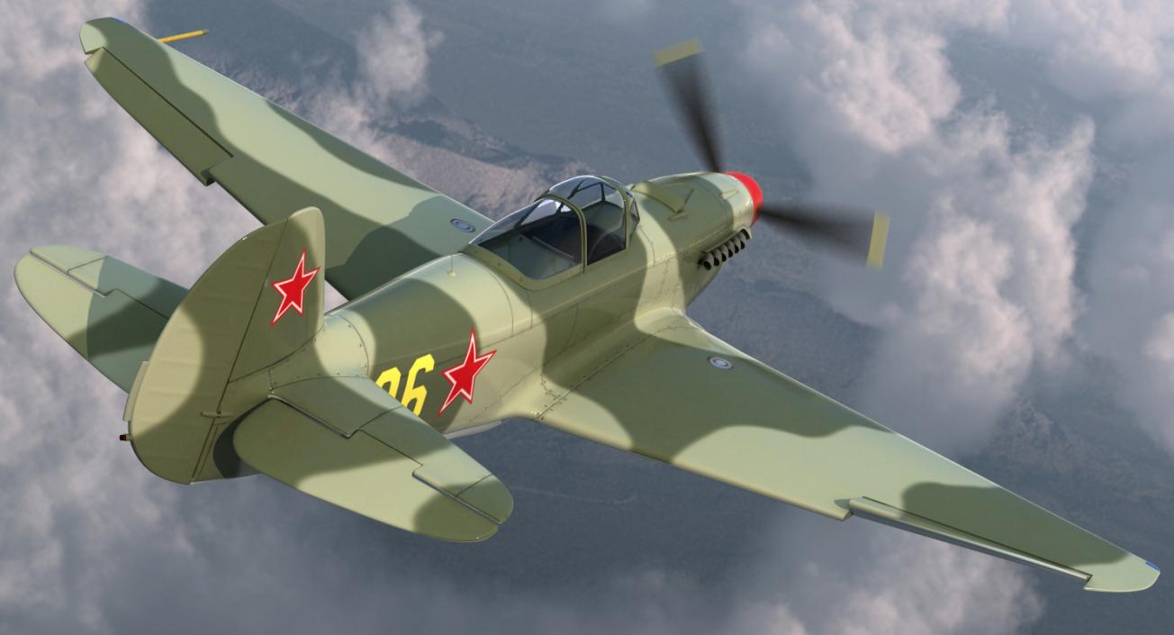 3D Soviet WWII Fighter Aircraft Yak-9 Rigged