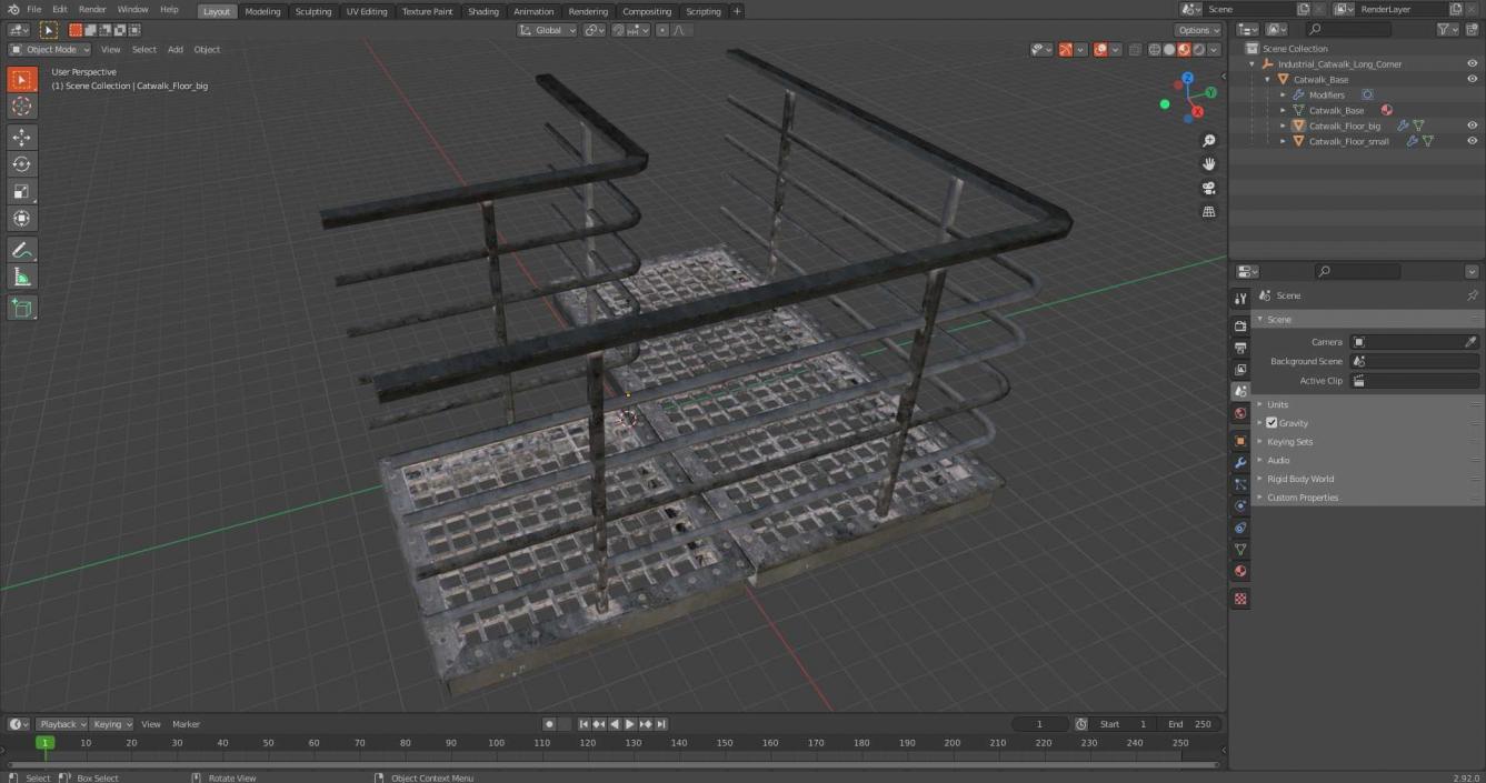 3D model Industrial Catwalk Long Corner