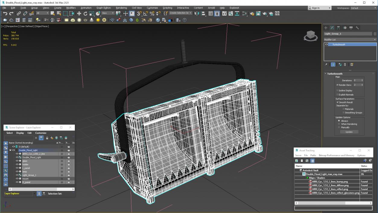 3D Double Flood Light model