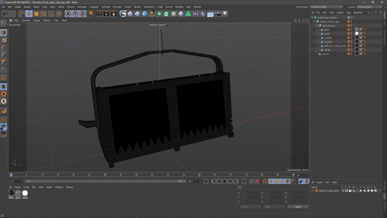 3D Double Flood Light model