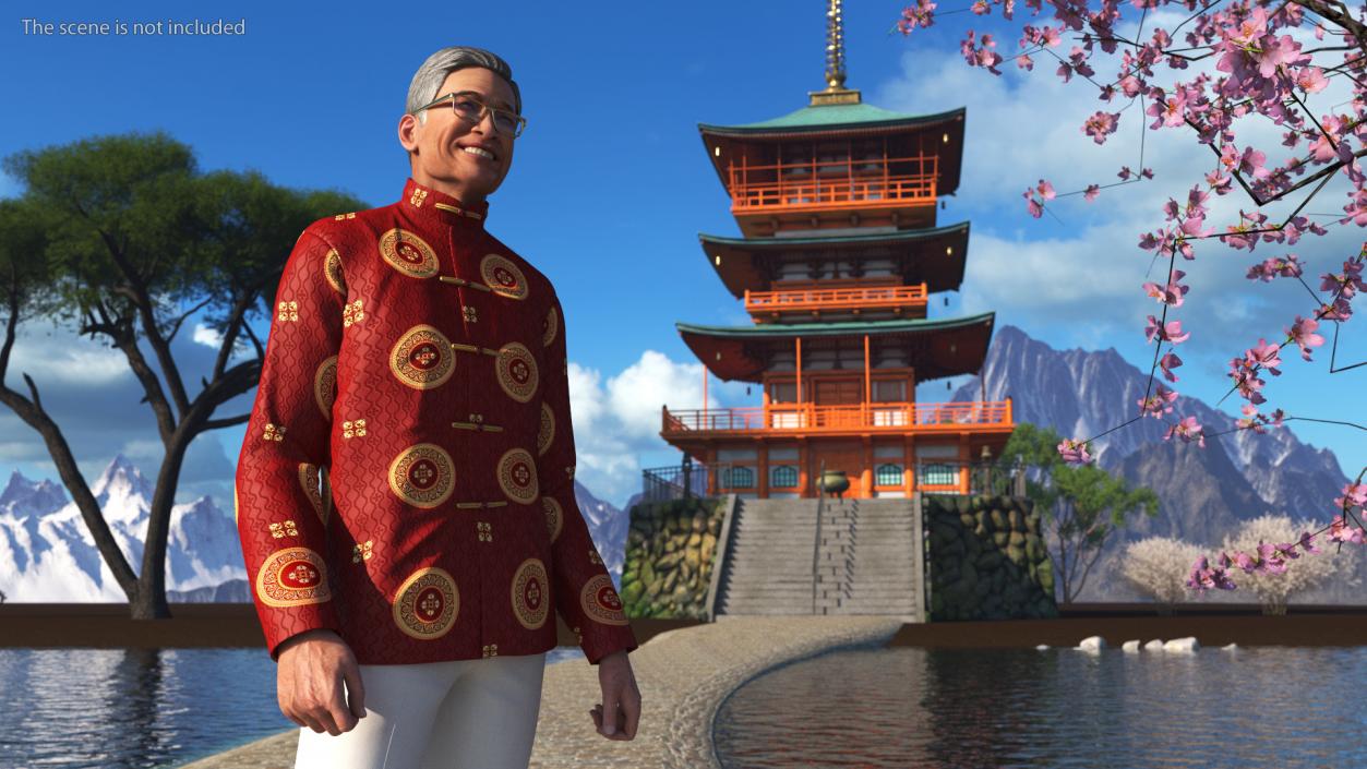 Chinese Elderly Man Traditional Style Rigged 3D model