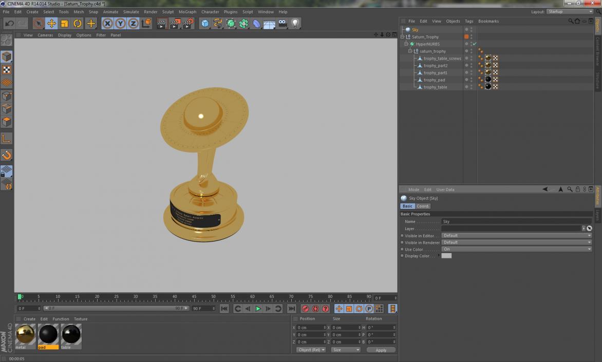 3D Saturn Trophy model