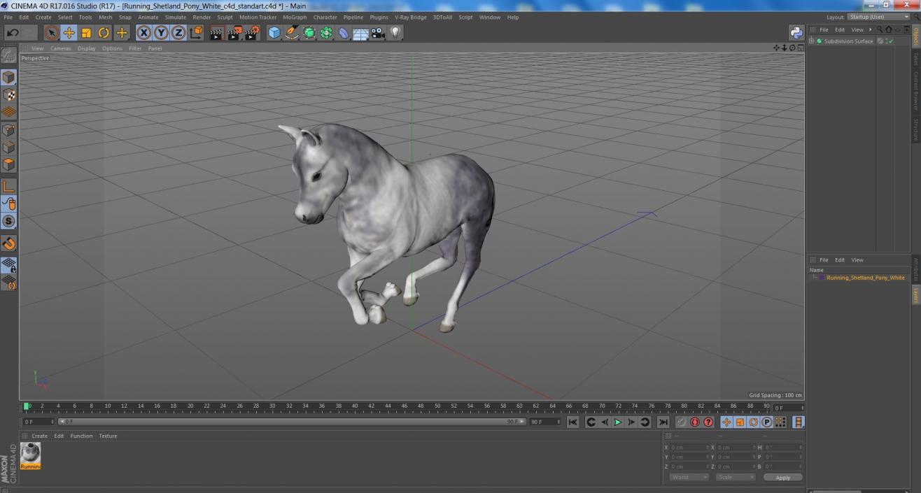 Running Shetland Pony White 2 3D model