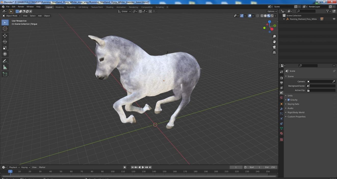 Running Shetland Pony White 2 3D model