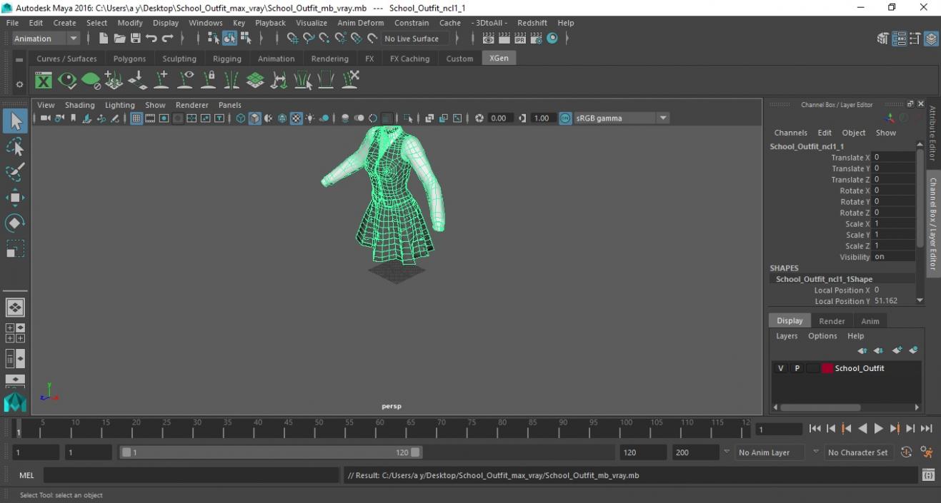 3D School Outfit model