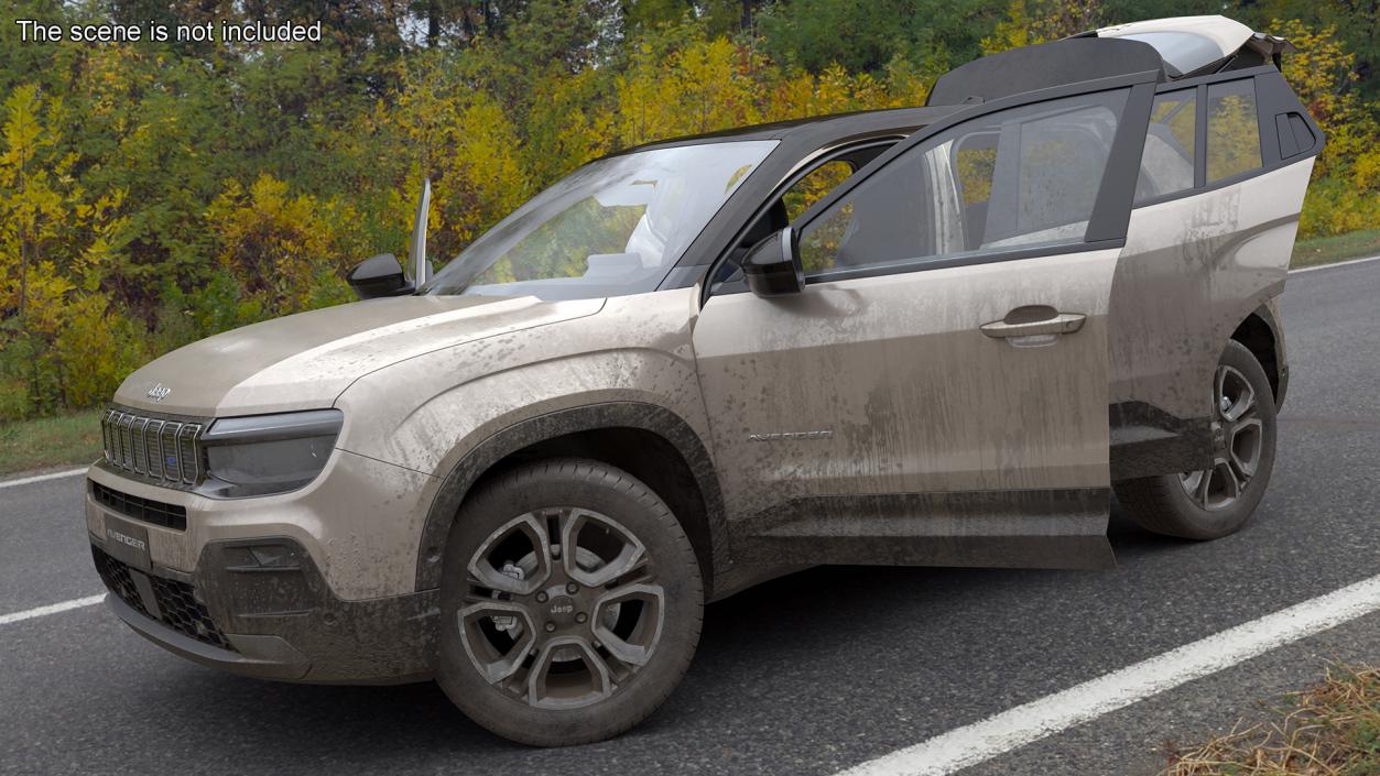 3D Jeep Avenger Crossover Beige Dirty Rigged