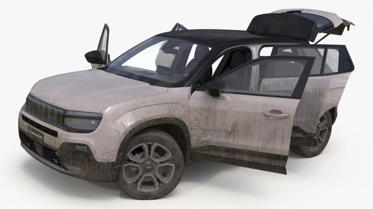 3D Jeep Avenger Crossover Beige Dirty Rigged