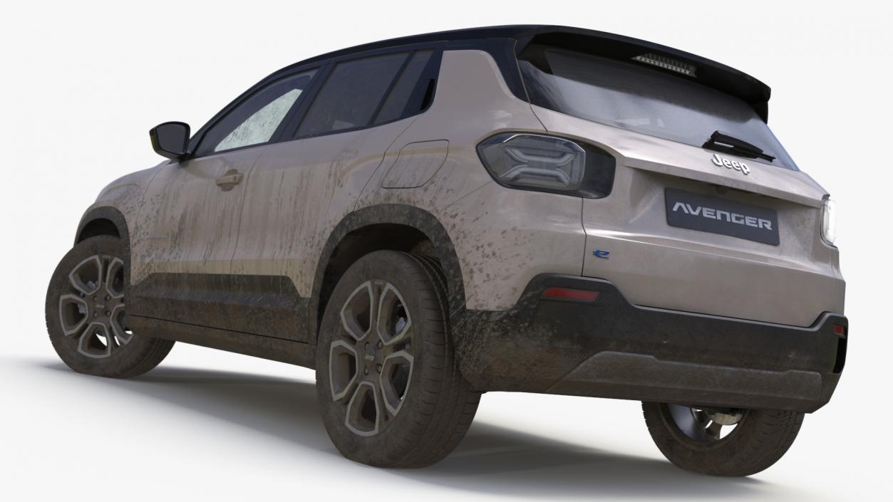 3D Jeep Avenger Crossover Beige Dirty Rigged