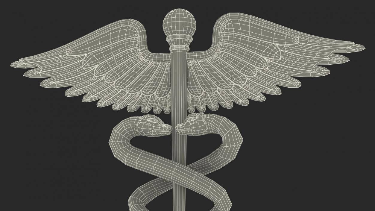 Silver Caduceus Symbol 3D