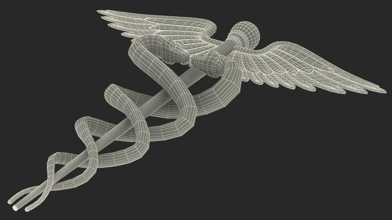 Silver Caduceus Symbol 3D