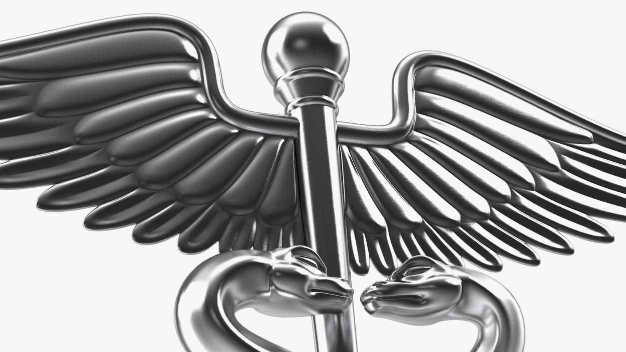 Silver Caduceus Symbol 3D