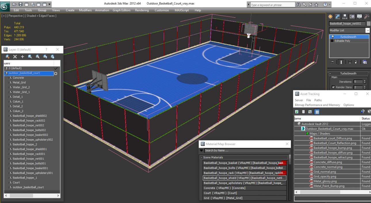 Outdoor Basketball Court 3D model